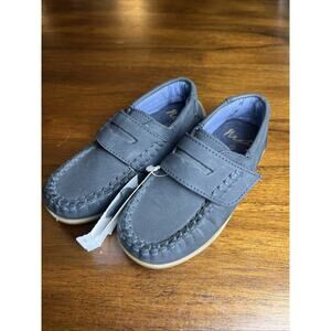 NWT Next Navy Leather Penny Loafers with Touch & Close Fastening, Size 7, Preppy